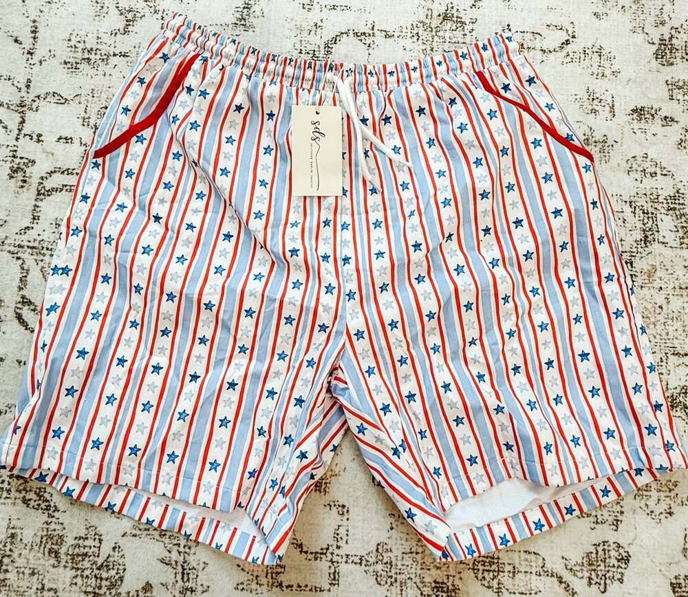 Southern Darlin Smocks American Stars and Stripes Swim Men’s Trunks